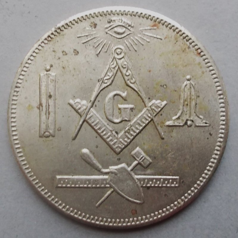 Masonic-Tokens,-Coins-And-Counter-Stamped-Pennies